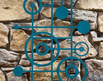 Mid Century Style Wall Art: Custom Mod Dots No. 4 in Powder Coated Aluminum Sculpture Outdoor Garden Art 35"