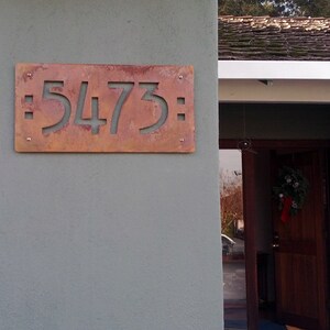 Craftsman Style House Numbers: CUSTOM Mission Style Address Sign in Rusted Steel image 2