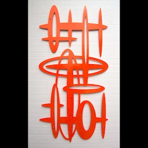 Mid Century Style Wall Art: Custom Space No 11 in Powder Coated Aluminum Large Sculpture Outdoor Garden Art 35" Mini