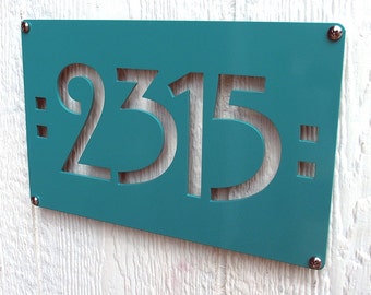 Craftsman Style Address Plaque: CUSTOM Mission Mini House Number Sign in Powder Coated Aluminum
