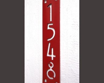 Vintage Style Address Sign: CUSTOM Mission Style Vertical House Numbers in Powder Coated Aluminum