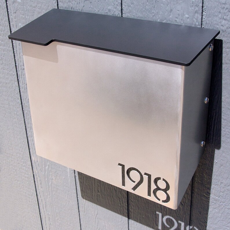 Modern Locking Stainless Mailbox Custom House Number Mailbox Etsy