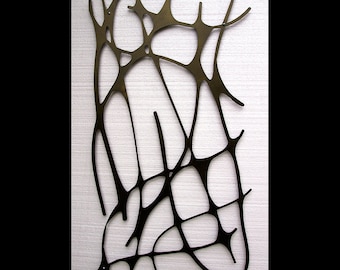 Contemporary Wall Art with Organic Forms: Custom Art Nouveau Web No. 2 in Powder Coated Aluminum Wall Sculpture Outdoor Garden Art 35" Mini