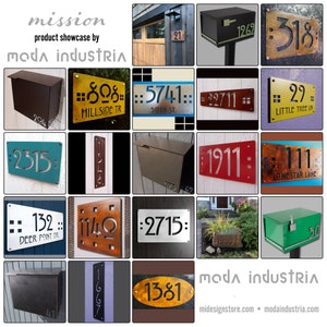 Craftsman Style House Numbers: CUSTOM Mission Style Address Sign in Rusted Steel image 6