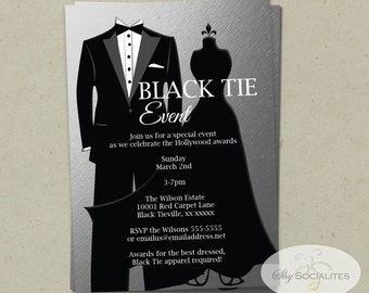 black tie invitation etsy
