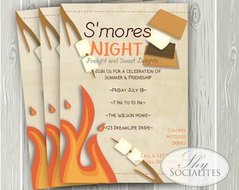 campfire invitation etsy