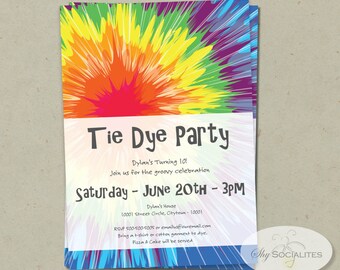tie dye invitation etsy