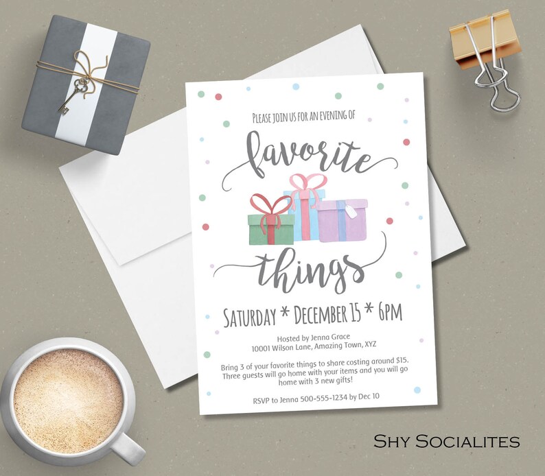 Favorite Things Party Invitation Instant Download TEMPLATE Etsy