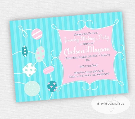 jewelry making party invitation jewelry party beading etsy