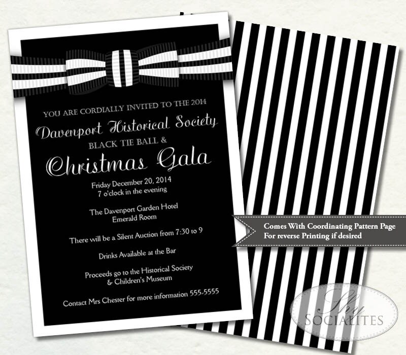 black tie invitation black and white ball invitation etsy prom invitation wording