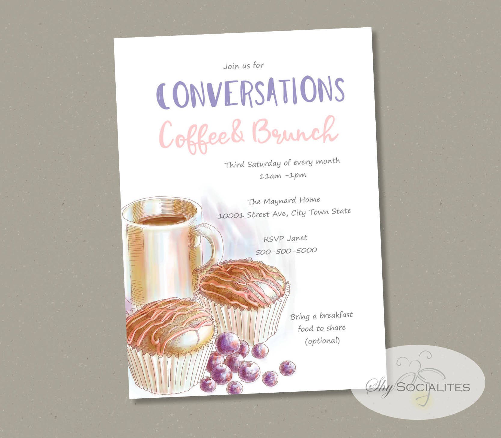 Brunch & Coffee Invitation Instant Download TEMPLATE Etsy