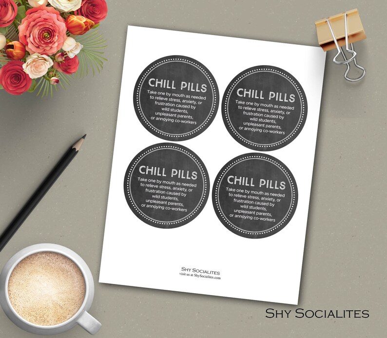 Printable Chill Pills Label Easy Fun Teacher Gift Idea | Etsy