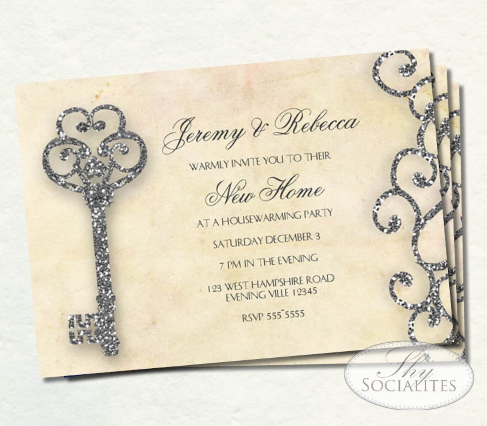 Antique Key Invitation Vintage Key Invitation Glitter and Etsy