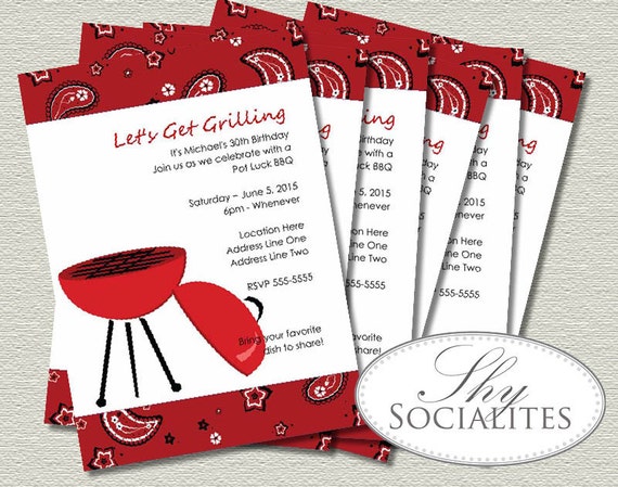 red bbq invitation barbeque