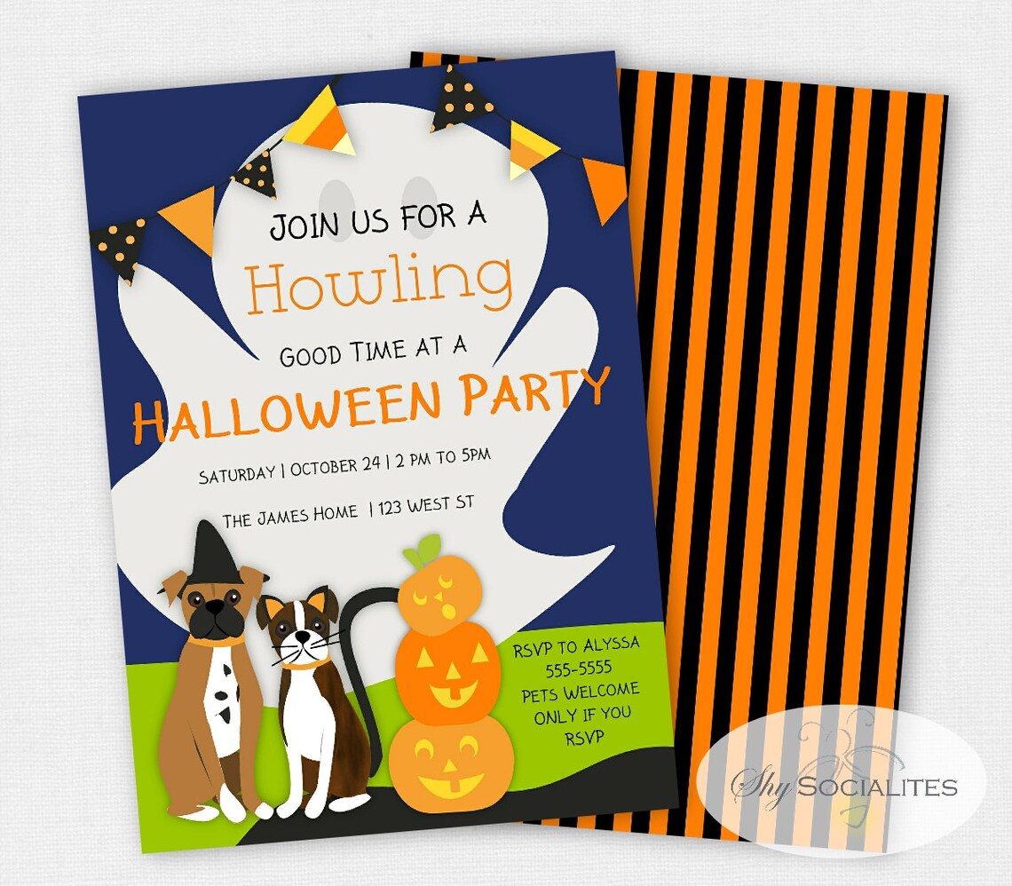 Halloween Birthday Party Invitation Dog Party Dogs at Etsy