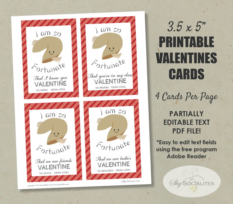 Fortune Cookie Printable Valentines