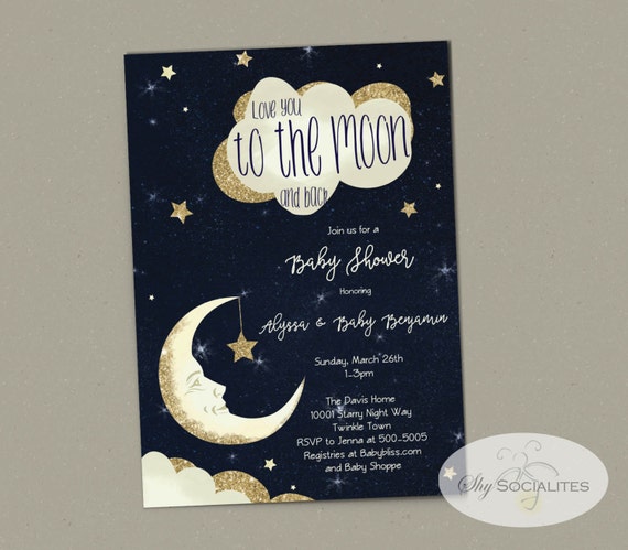 starry night baby shower invitations
