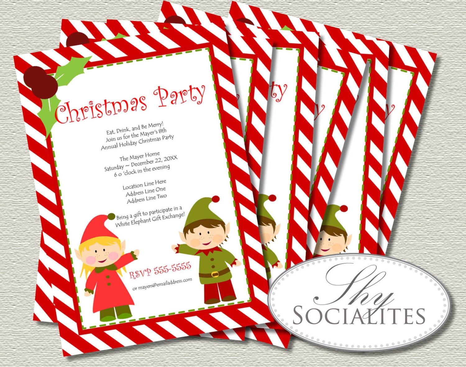 Elf Printable Invitations Elves Christmas Party Holiday | Etsy