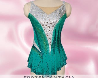 Emerald Green Custom Rhinestone Rhythmic Gymnastics Leotard-Performance Professional Competition Dress for Girls/Women