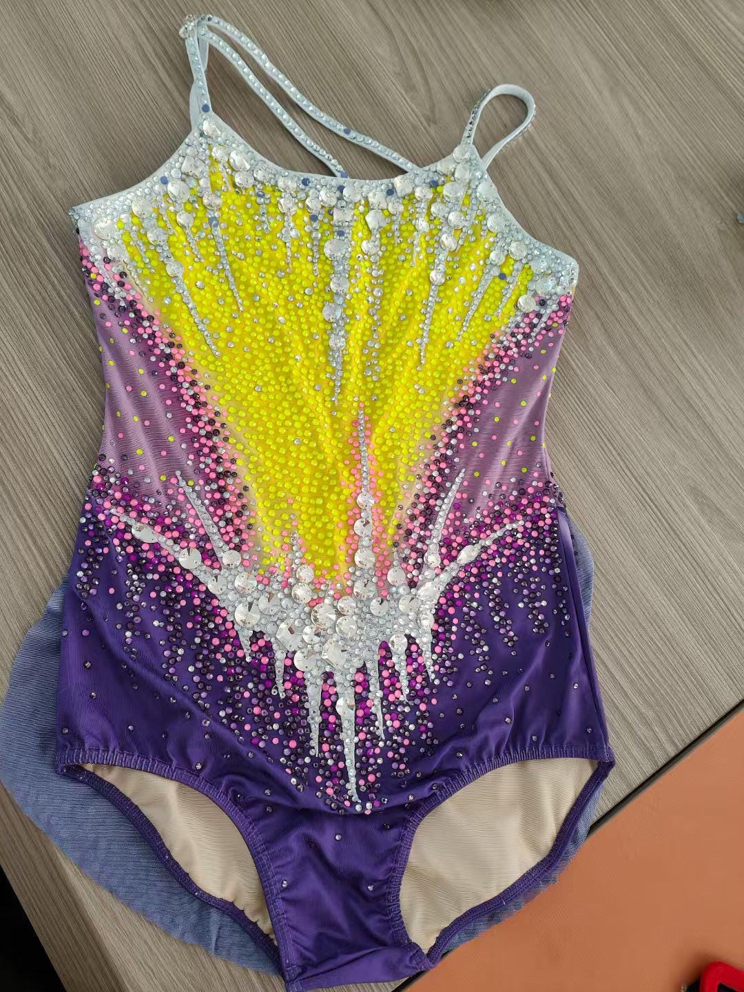 レオタード LLサイズ ハンドメイド イエローパープルグラデーション il_fullxfull.7018508205_29xl.jpg