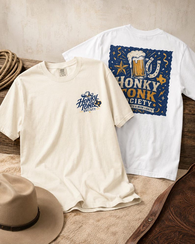 Honky Tonk Society Lucky Nights Beer Mug & Horseshoe T-Shirt