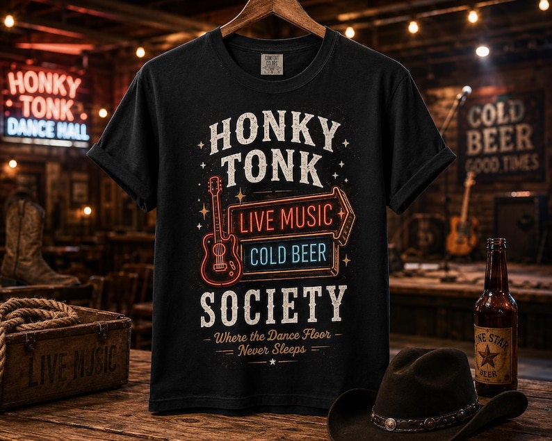 Honky Tonk Live Music Cold Beer Society T-Shirt