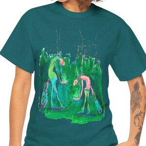 Unisex Heavy Cotton Tee | &quot;Compliant little consumers&quot; fine art drawing printed on T-shirt by Hunkiidorii