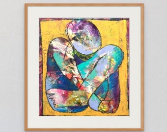 Original painting | Boxed in |  mixed-media acrylic painting intuitive abstract figure painting for the modern contemporary art lover