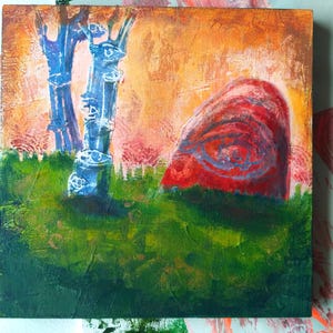 Peinture originale « paysage intérieur 1 » peinture acrylique abstraite originale oeuvre de techniques mixtes