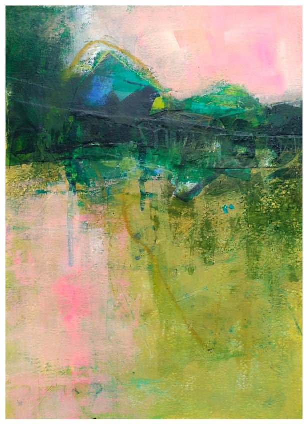 Painting | Illaberek-nádakerek | original mixed-media (acrylic, pencil, crayon etc) painting | Abstract acrylic landscape art