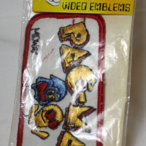 1981 82  Pac Man Embriodered Iron on PATCH Video Game Emblems MOC 4" long X 2" wide
