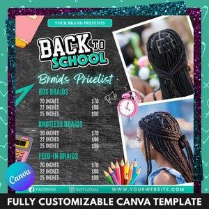 Back To School Flyer, Summer Hair Booking, Back To School Sale Flyer, Flyer, July Booking Flyer, Back 2 School Flyer, Canva Editable