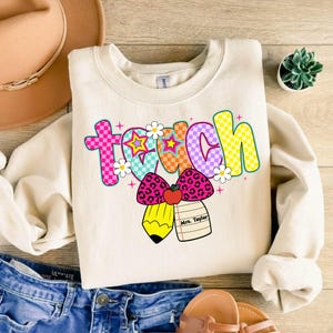 Custom Name Teacher PNG, Kids Back To School png, First Day Of School Digital Print, Cute Toddler School Outfit for Boy Girl, Back To School