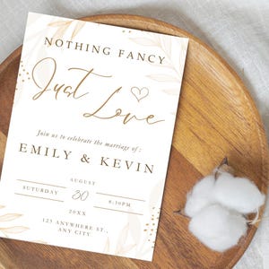 Nothing Fancy Just Love Invitation, Elopement Reception Invite, Minimalist Elopement Announcement Card, Modern Reception Invite