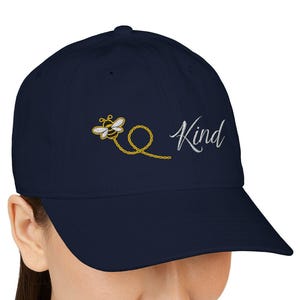Be Kind Hat, Embroidered Ball Cap, Adjustable Strap Hat, Organic Baseball Cap (Embroidery) , Text Hats