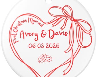 Adorno de Navidad para el primer matrimonio 2025, regalo personalizado para recién casados, adorno de Navidad personalizado para parejas, recuerdo del primer año de casados.