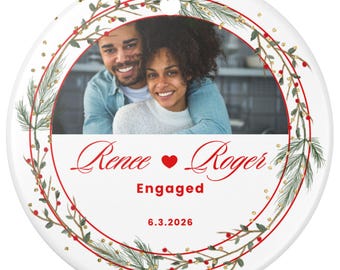 Adorno fotográfico personalizado para compromiso, regalo para recién comprometidos, adornos navideños y regalo de aniversario para el esposo.