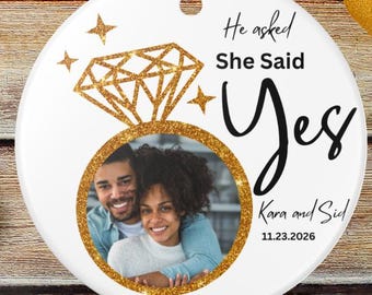 Ceramic Ornament, Personalized Photo Engagement Ornament, Wedding Gift, Proposal Ornament, Keepsake Ornament, Custom Ceramic Decoration,