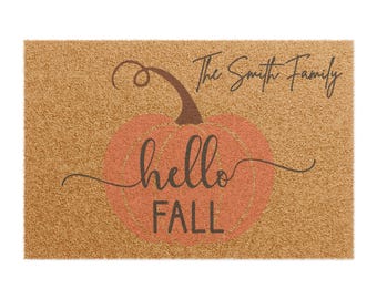 Felpudo personalizado de otoño, felpudo de bienvenida otoñal, decoración otoñal para puerta de entrada, alfombra de entrada de temporada, felpudo de bienvenida para exteriores