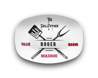 Bandeja para barbacoa personalizada para papá o abuelo, regalo personalizado para el Día del Padre, placa con nombre personalizada, bandeja para servir barbacoa.