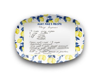 Piatto con ricette personalizzate scritte a mano, regalo floreale, regalo con ricette scritte a mano, piatto personalizzato, ricordo di famiglia della nonna, festa della mamma