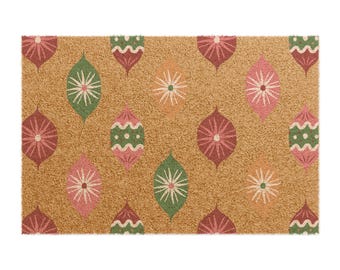 Felpudo con adorno navideño: Felpudo festivo para la entrada, alfombra decorativa navideña, felpudo de bienvenida para el hogar en invierno, felpudo de temporada para la puerta principal, regalo para el propietario.