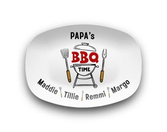 BBQ Time Personalized BBQ Platter, Custom Grill Gift for Dad or Grandpa, Fathers Day Gift, Custom Name Plate, BBQ Serving Tray for Him
