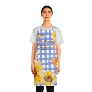 Sunflower Garden Apron, Colorful Floral Cooking Apron, Gift for Chefs, Kitchen Decor, Flower Lover&#39;s Gift