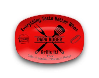 Everything Taste Better When Grill It Personalized BBQ Platter, Custom Grill Gift for Dad or Grandpa, Father's Day Gift, BBQ Serving Tray