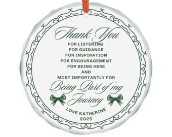 Crystal Glass Ornament, Thank You Personalized Christmas Decoration, Holiday Gift, Custom Keepsake, Festive Ornament, Decorative Bauble