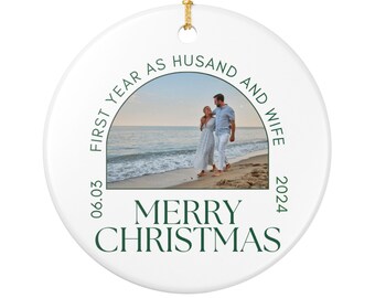 Adorno de cerámica, regalo personalizado para el primer año de casados con foto y fecha de la pareja, decoración de aniversario de boda, recuerdo para recién casados.