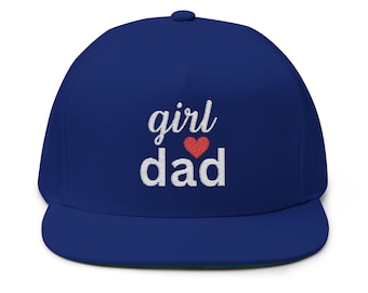 Girl  Dad Hat with heart, Girl Dad Cap,  Fathers Day  Flat Bill Cap (Embroidery)