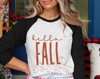 Hello Fall T-Shirt, Autumn Leaf Print Shirt, Pumpkin Season Tee, Fall Graphic Tee, Cozy Autumn Shirt, Fall Foliage T-Shirt