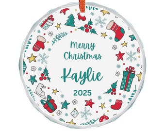 Crystal Glass Ornament, Christmas Decoration, Holiday Gift, Customized Ornament, Personalized Gift, Festive Decor